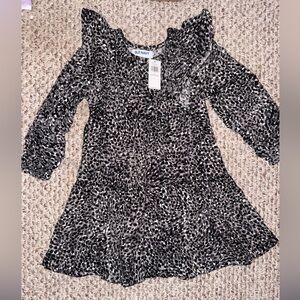Toddler Gray Animal Print Long Sleeve Dress. NWT.